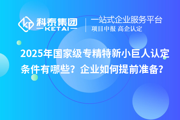 2025年國家級專精特新小巨人認定條件有哪些？企業如何提前準備？