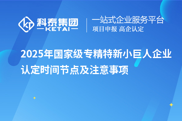 2025年國家級專精特新小巨人企業認定時間節點及注意事項