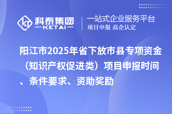 陽江市2025年省下放市縣專項資金（知識產權促進類）項目申報時間、條件要求、資助獎勵