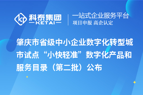 肇慶市省級中小企業數字化轉型城市試點“小快輕準”數字化產品和服務目錄(第二批)公布