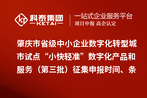 肇慶市省級中小企業數字化轉型城市試點“小快輕準”數字化產品和服務（第三批）征集申報時間、條件要求、扶持獎勵