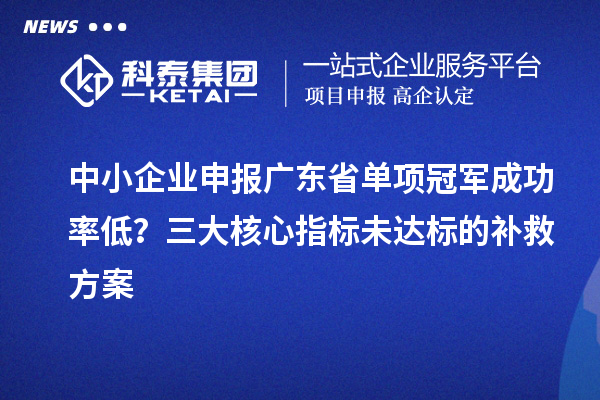 中小企業申報廣東省單項冠軍成功率低？三大核心指標未達標的補救方案