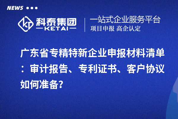 廣東省專精特新企業申報材料清單：審計報告、專利證書、客戶協議如何準備？