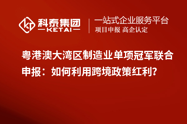 粵港澳大灣區制造業單項冠軍聯合申報：如何利用跨境政策紅利？