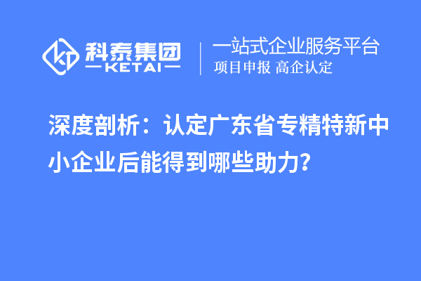 深度剖析:認定廣東省專精特新中小企業后能得到哪些助力?