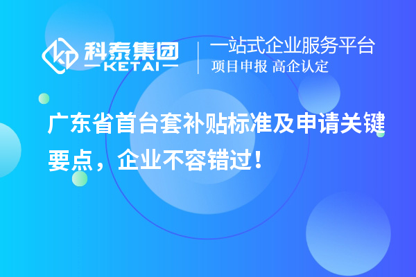 廣東省首臺套補貼標準及申請關鍵要點，企業不容錯過！