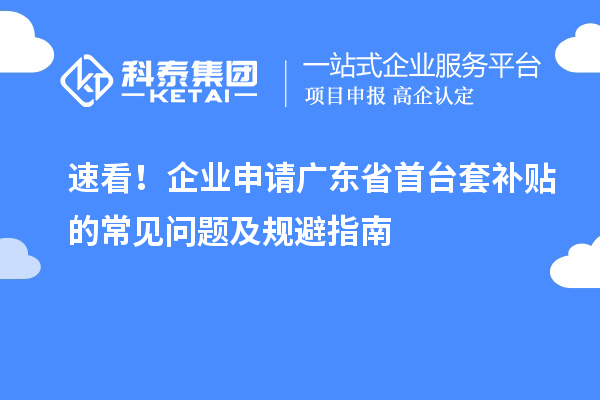 速看！企業申請廣東省首臺套補貼的常見問題及規避指南
