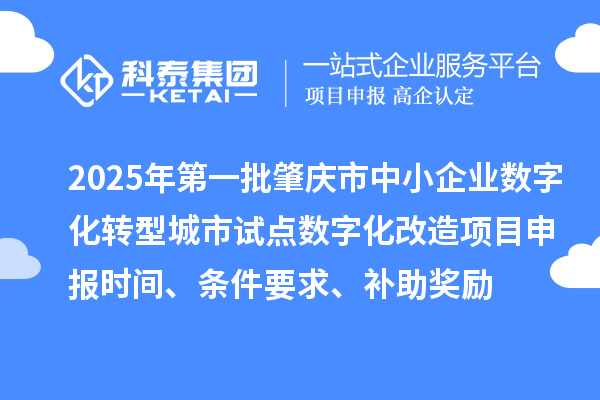 2025年第一批肇慶市中小企業(yè)數(shù)字化轉(zhuǎn)型城市試點數(shù)字化改造項目申報時間、條件要求、補助獎勵