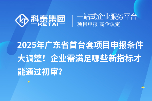 2025年廣東省首臺套項目申報條件大調整！企業需滿足哪些新指標才能通過初審？