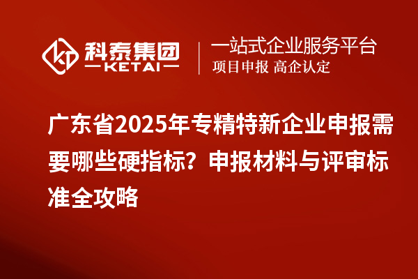 廣東省2025年專精特新企業(yè)申報需要哪些硬指標？申報材料與評審標準全攻略