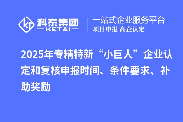 2025年專精特新“小巨人”企業(yè)認(rèn)定和復(fù)核申報(bào)時(shí)間、條件要求、補(bǔ)助獎勵