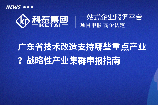 廣東省技術(shù)改造支持哪些重點(diǎn)產(chǎn)業(yè)？戰(zhàn)略性產(chǎn)業(yè)集群申報(bào)指南