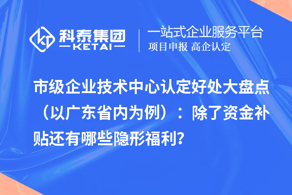 市級企業技術中心認定好處大盤點（以廣東省內為例）：除了資金補貼還有哪些隱形福利？