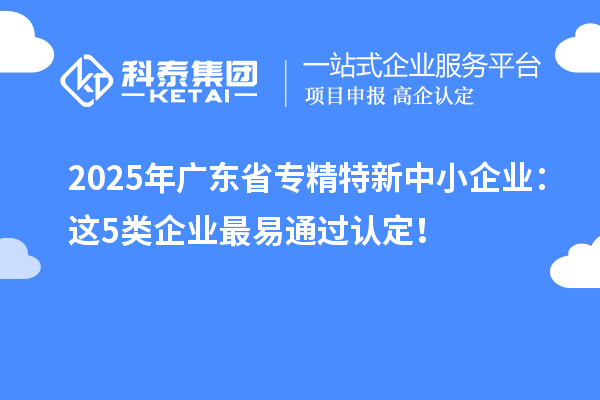 2025年廣東省專精特新中小企業:這5類企業最易通過認定!