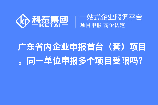 廣東省內企業申報首臺（套）項目，同一單位申報多個項目受限嗎？