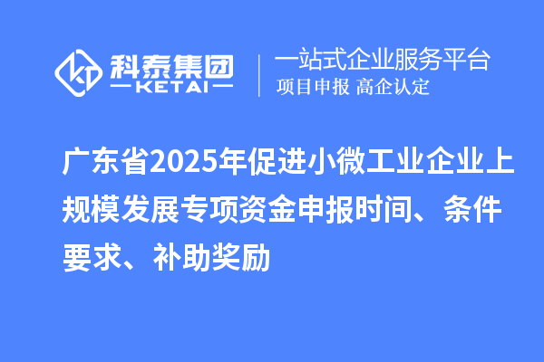 廣東省2025年促進小微工業企業上規模發展專項資金申報時間、條件要求、補助獎勵