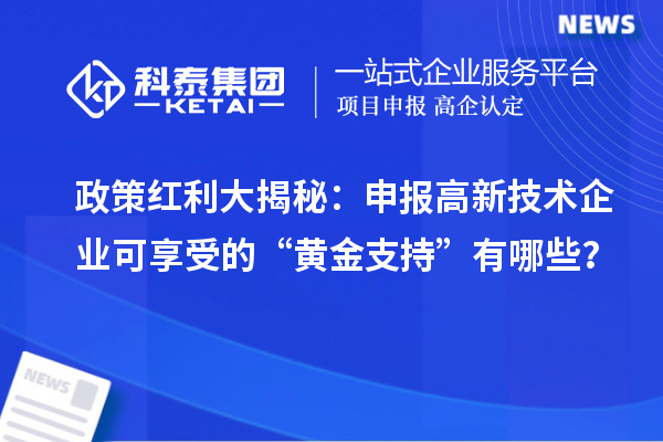 政策紅利大揭秘:申報高新技術企業可享受的“黃金支持”有哪些?