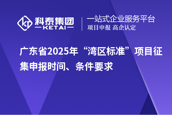 廣東省2025年“灣區(qū)標(biāo)準(zhǔn)”項(xiàng)目征集申報(bào)時(shí)間、條件要求