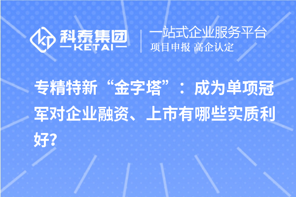 專精特新“金字塔”：成為單項冠軍對企業融資、上市有哪些實質利好？