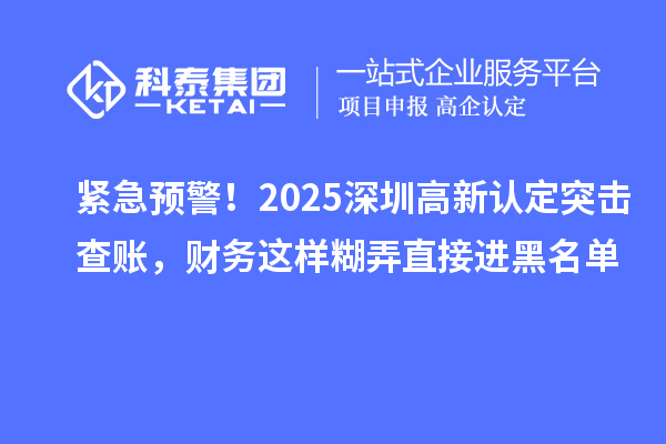 緊急預警！2025深圳高新認定突擊查賬，財務這樣糊弄直接進黑名單