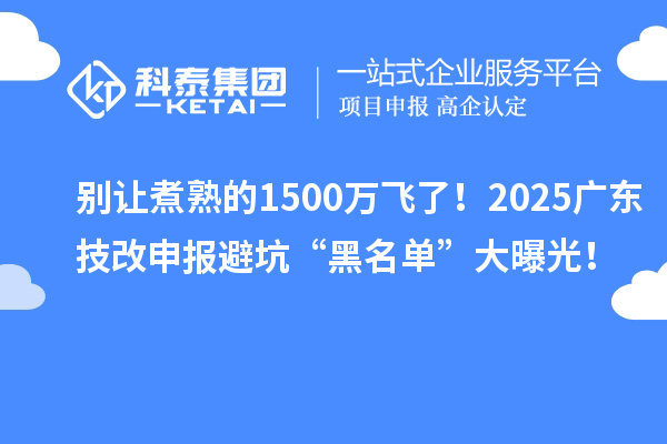 別讓煮熟的1500萬飛了！2025廣東技改申報避坑“黑名單”大曝光！