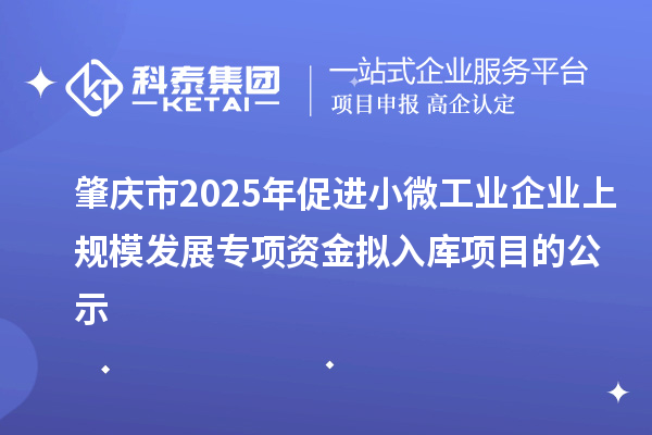 肇慶市2025年促進(jìn)小微工業(yè)企業(yè)上規(guī)模發(fā)展專(zhuān)項(xiàng)資金擬入庫(kù)項(xiàng)目的公示