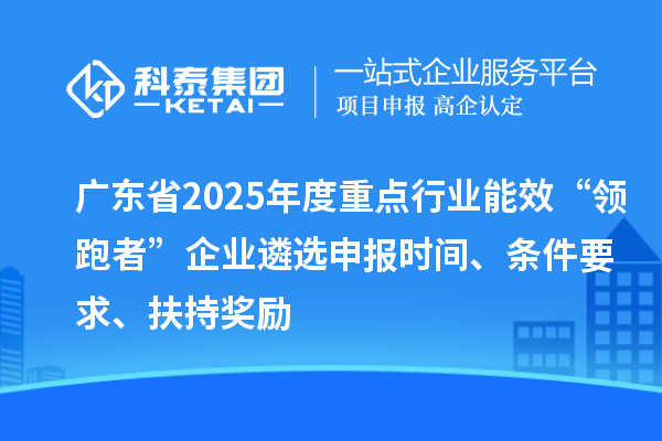 廣東省2025年度重點行業能效“領跑者”企業遴選申報時間、條件要求、扶持獎勵