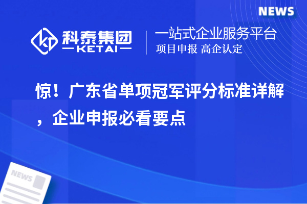 驚！廣東省單項冠軍評分標準詳解，企業申報必看要點