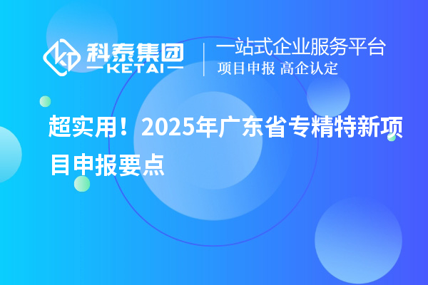 超實用！2025年廣東省專精特新項目申報要點