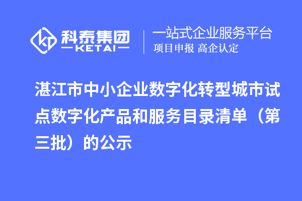 湛江市中小企業數字化轉型城市試點數字化產品和服務目錄清單(第三批)的公示