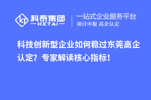 科技創新型企業如何穩過東莞高企認定？專家解讀核心指標！