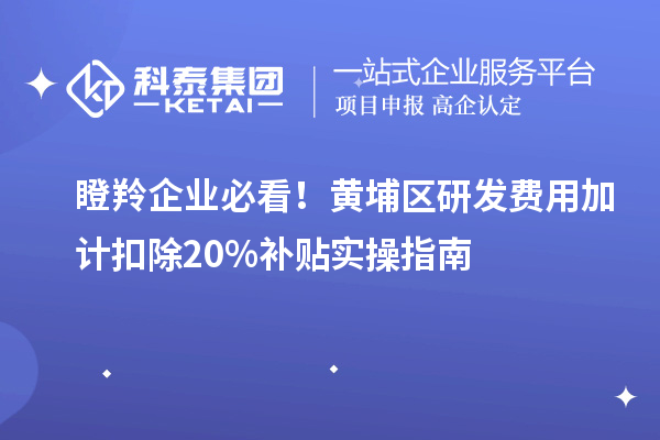 瞪羚企業必看！黃埔區研發費用加計扣除20%補貼實操指南