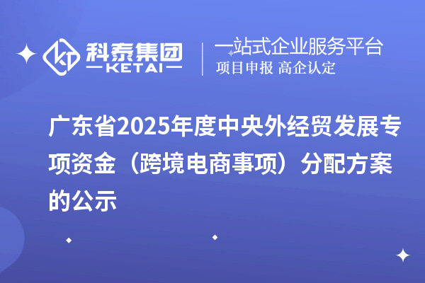 廣東省2025年度中央外經(jīng)貿(mào)發(fā)展專項(xiàng)資金(跨境電商事項(xiàng))分配方案的公示