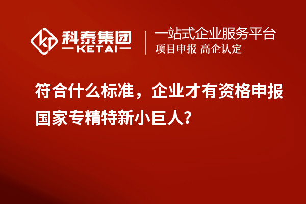 符合什么標準，企業才有資格申報國家專精特新小巨人？