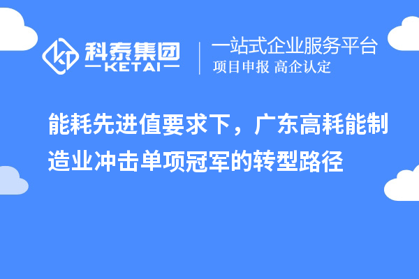 能耗先進值要求下，廣東高耗能制造業沖擊單項冠軍的轉型路徑