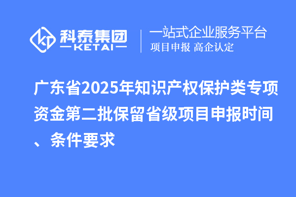 廣東省2025年知識產權保護類專項資金第二批保留省級項目申報時間、條件要求