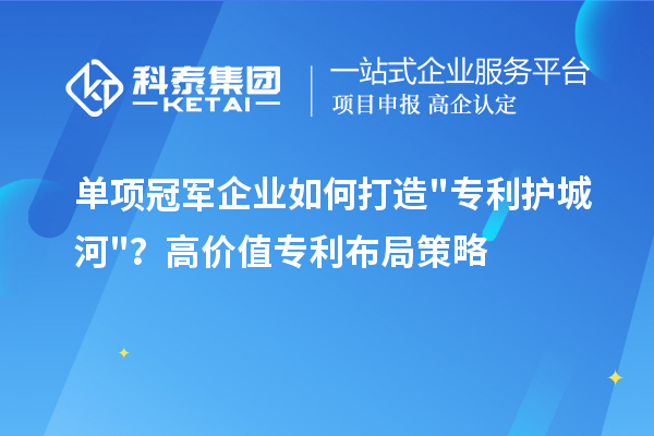單項冠軍企業如何打造"專利護城河"？高價值專利布局策略
