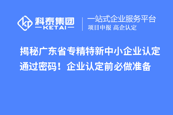 揭秘廣東省專精特新中小企業認定通過密碼！企業認定前必做準備