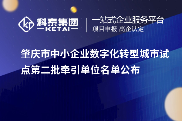 肇慶市中小企業數字化轉型城市試點第二批牽引單位名單公布