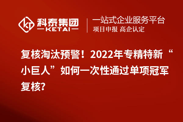 復核淘汰預警！2022年專精特新“小巨人”如何一次性通過單項冠軍復核？