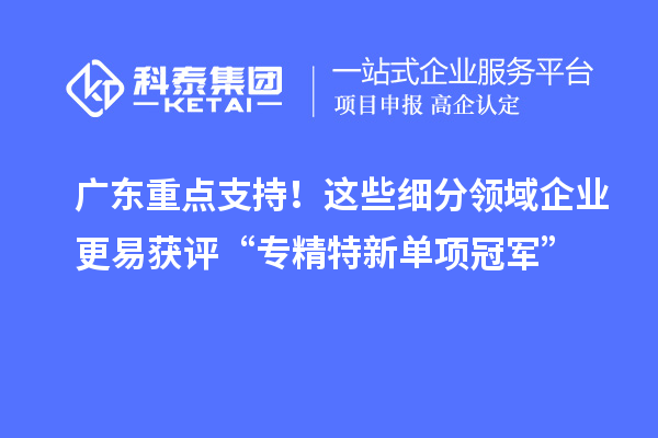 廣東重點支持！這些細分領域企業更易獲評“專精特新單項冠軍”