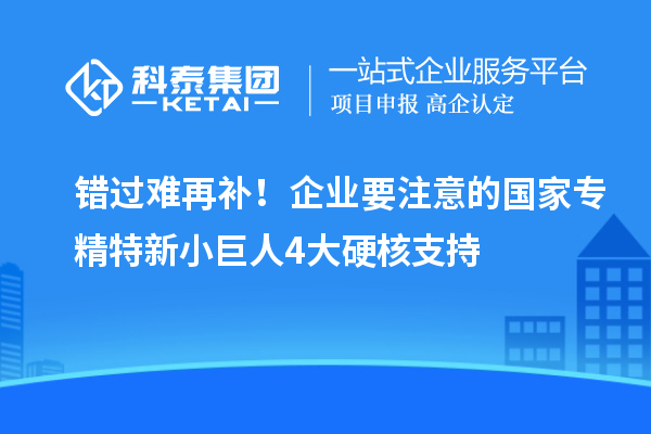 錯過難再補！企業要注意的國家專精特新小巨人4大硬核支持