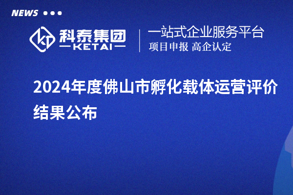 2024年度佛山市孵化載體運營評價結果公布