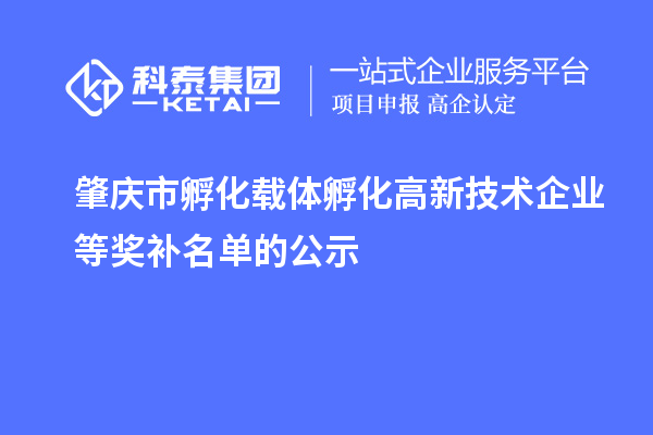 肇慶市孵化載體孵化高新技術企業等獎補名單的公示