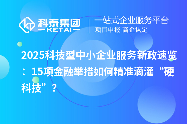 2025科技型中小企業(yè)服務新政速覽:15項金融舉措如何精準滴灌“硬科技”?