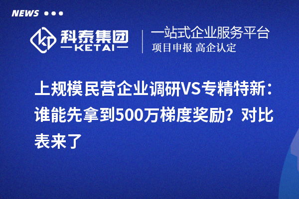 上規(guī)模民營企業(yè)調(diào)研VS專精特新：誰能先拿到500萬梯度獎勵？對比表來了