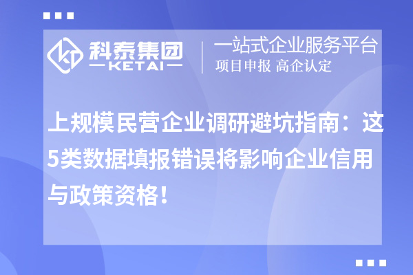 上規(guī)模民營企業(yè)調(diào)研避坑指南：這5類數(shù)據(jù)填報(bào)錯(cuò)誤將影響企業(yè)信用與政策資格！