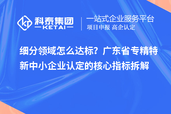 細分領域怎么達標？廣東省專精特新中小企業認定的核心指標拆解