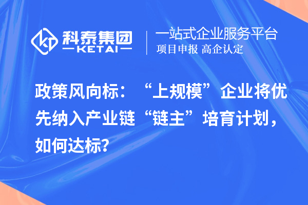 政策風向標：“上規?！逼髽I將優先納入產業鏈“鏈主”培育計劃，如何達標？