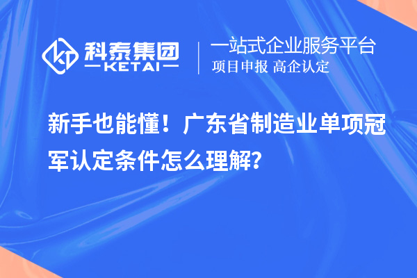 新手也能懂！廣東省制造業單項冠軍認定條件怎么理解？
